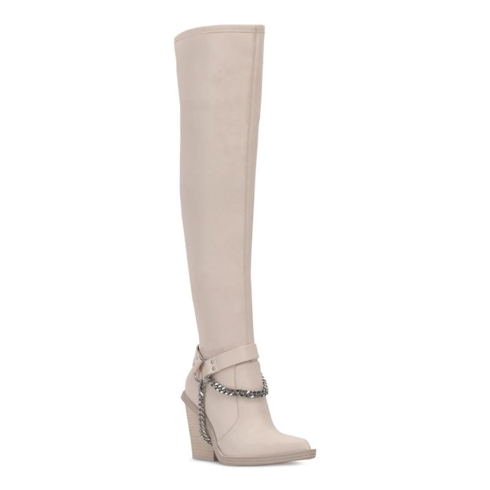 JESSICA SIMPSON Womens Ivory Comfort Langer Pointed Toe Block Heel Boots 6 M